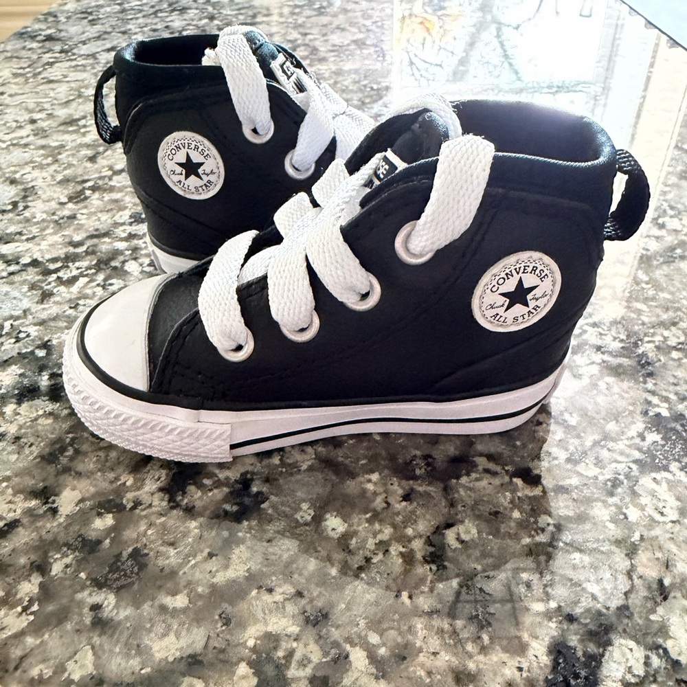 Converse Kids Black and White High Top Sneakers